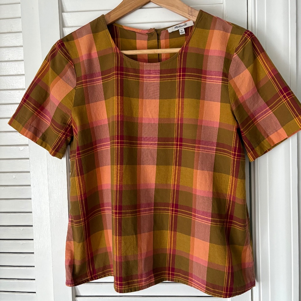 Madewell Plaid Button-Back Shirt - XS